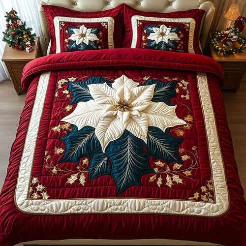 Poinsettia Quilted Duvet Cover Set GFTOTG843