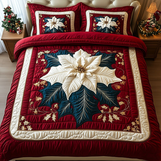 Poinsettia Quilted Duvet Cover Set GFTOTG843