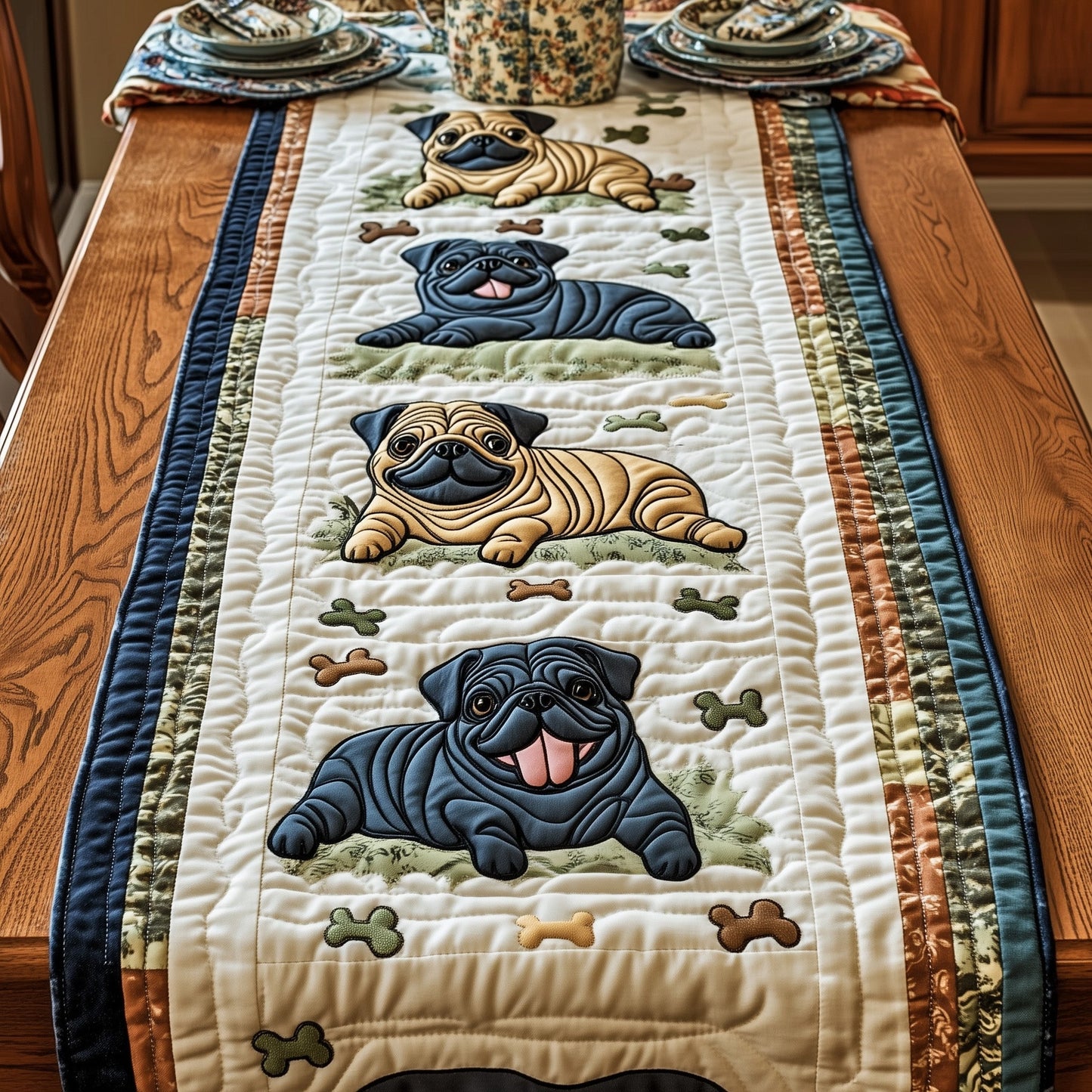 Pug Parade Quilted Table Runner GFTOTG848