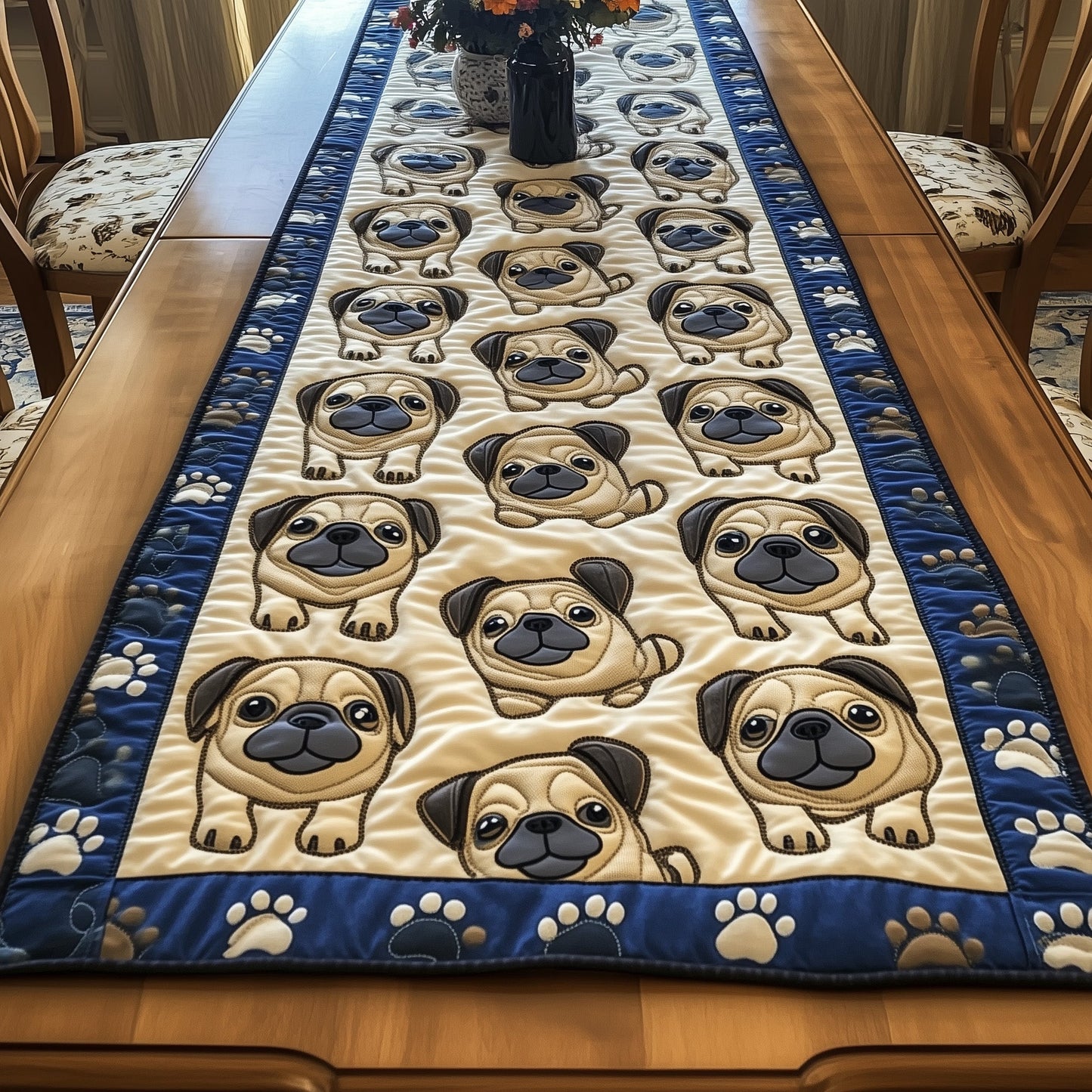 Pug Parade Quilted Table Runner GFTOTG849