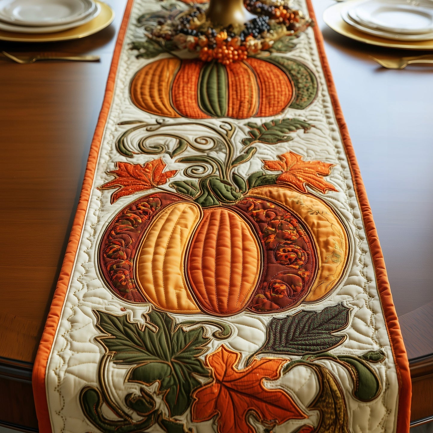 Autumn Pumpkin Dream Quilted Table Runner GFTOTG85