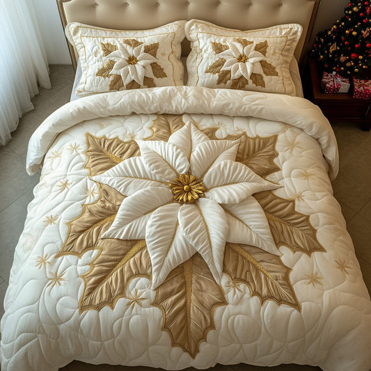 Poinsettia Quilted Duvet Cover Set GFTOTG864