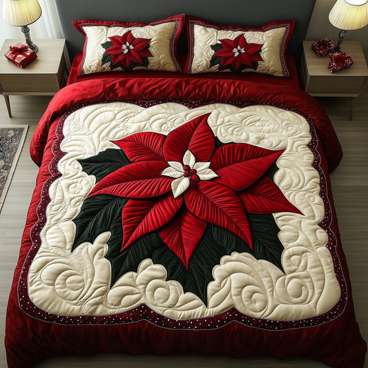 Poinsettia Quilted Duvet Cover Set GFTOTG865
