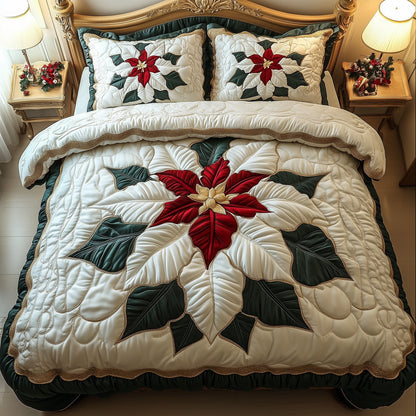 Poinsettia Quilted Duvet Cover Set GFTOTG866