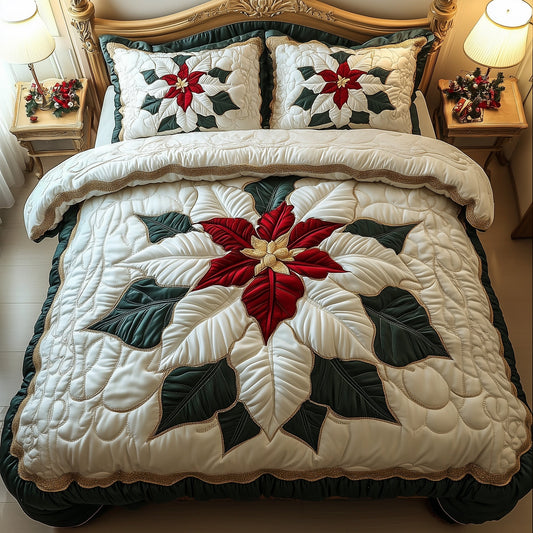 Poinsettia Quilted Duvet Cover Set GFTOTG866