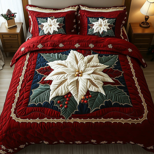 Poinsettia Quilted Duvet Cover Set GFTOTG868