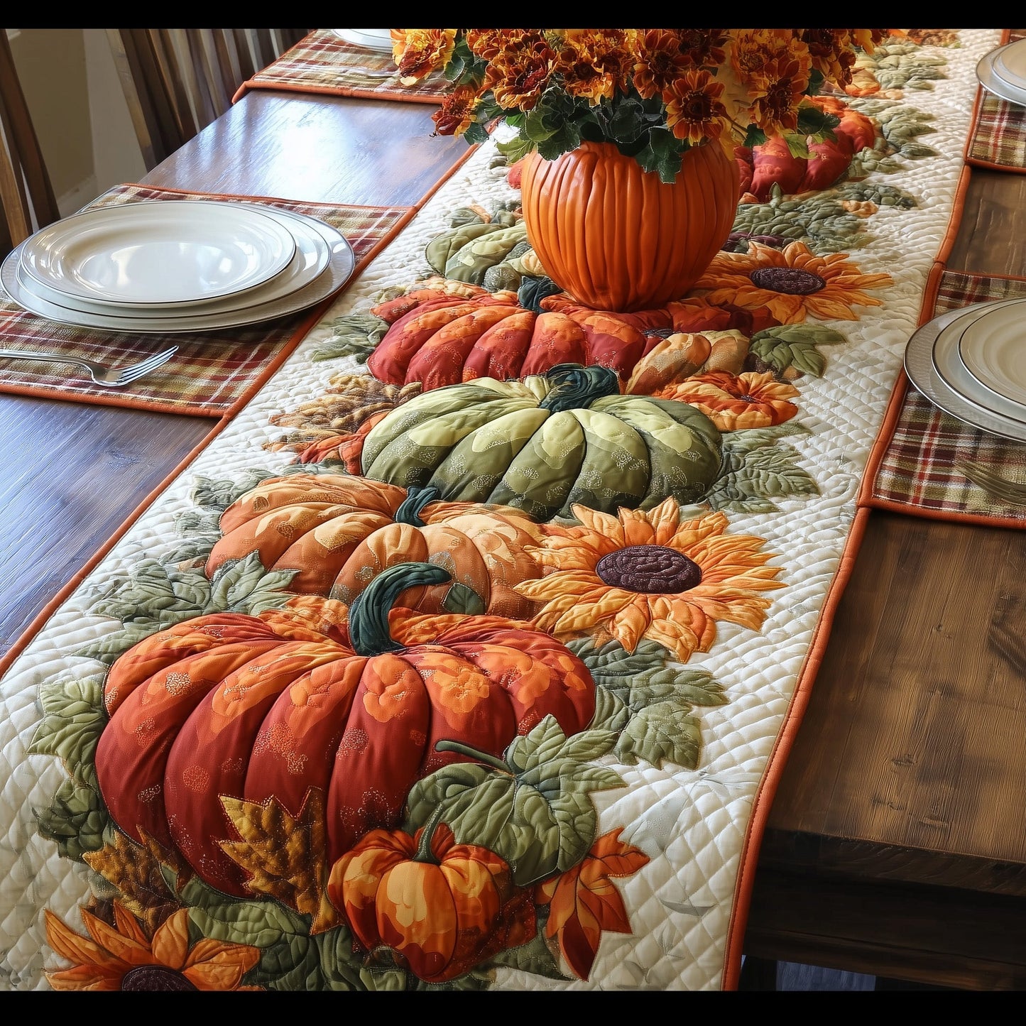 Autumn Pumpkin Dream Quilted Table Runner GFTOTG90