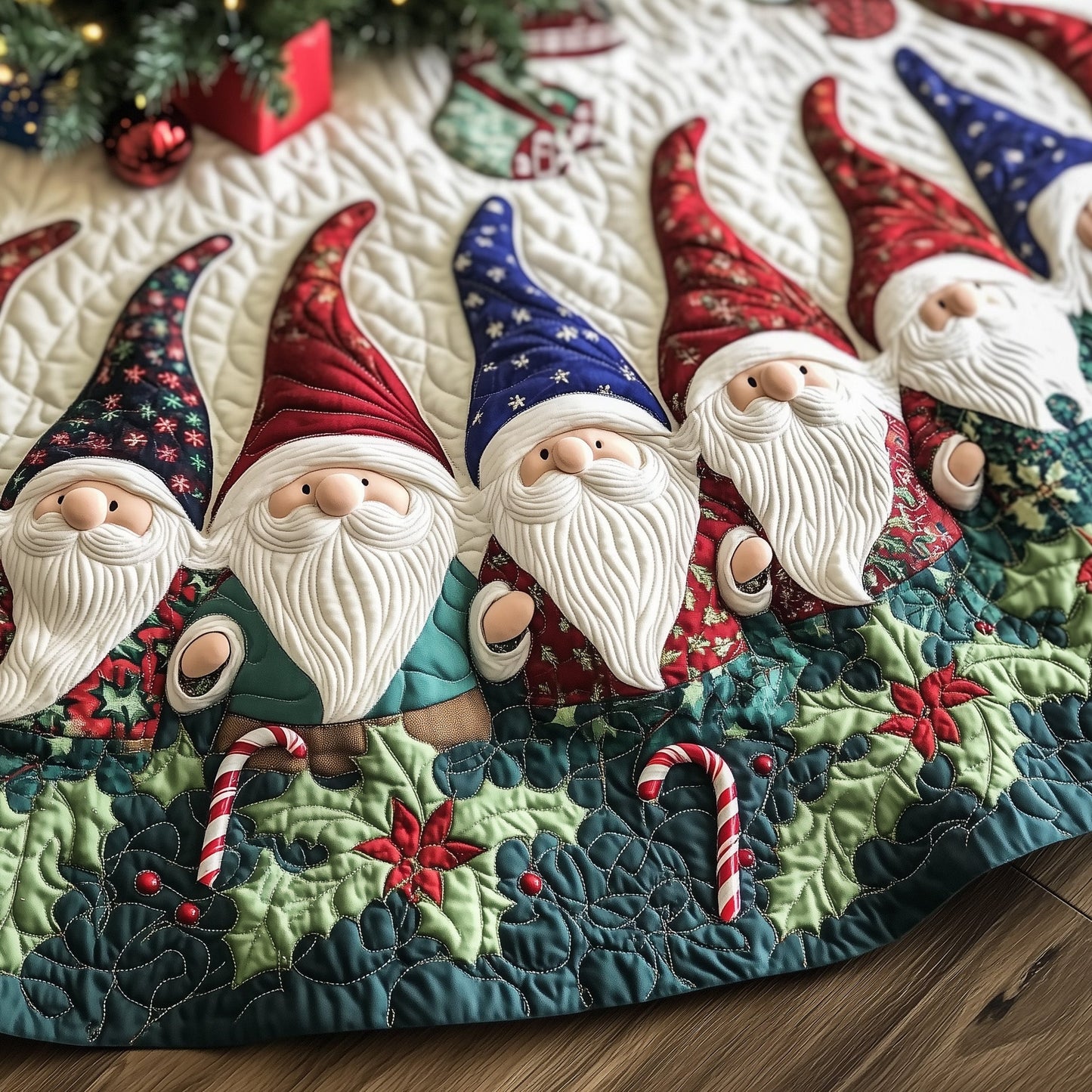 Gnome Cheer Quilted Tree Skirt GFTOTG908