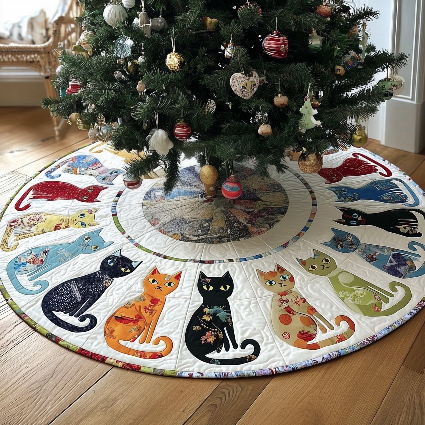 Funky Cats Quilted Tree Skirt GFTOTG909