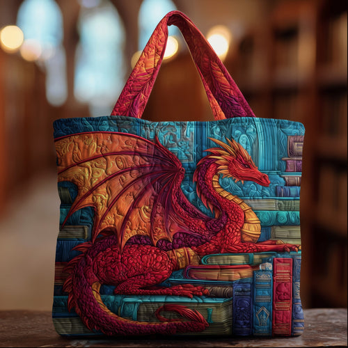 Dragon And Book Quilted Tote Bag GFTOTG97
