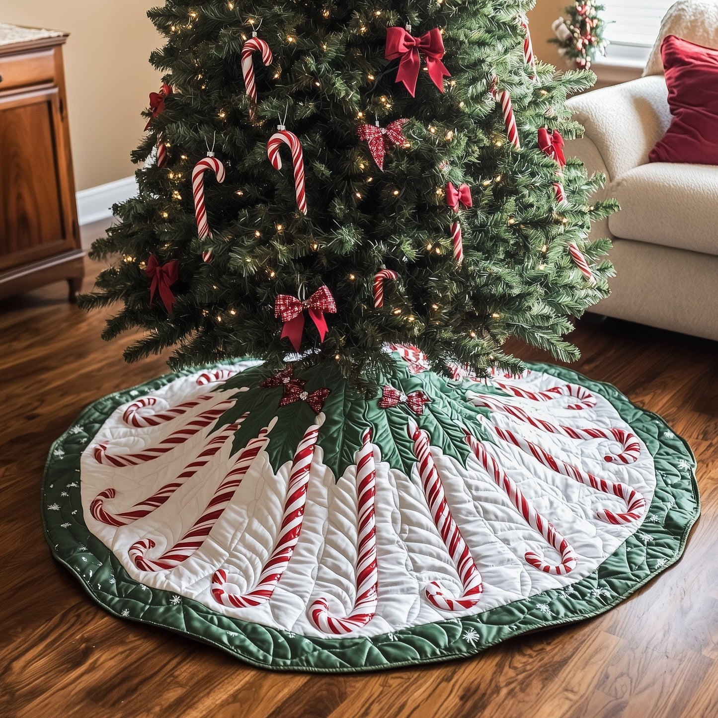 Candy Cane Quilted Tree Skirt GFTOTG983