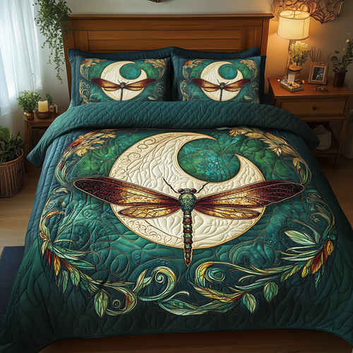 Dragonfly Mandala 3-Piece Quilted Bedding Set GFTOTL1048