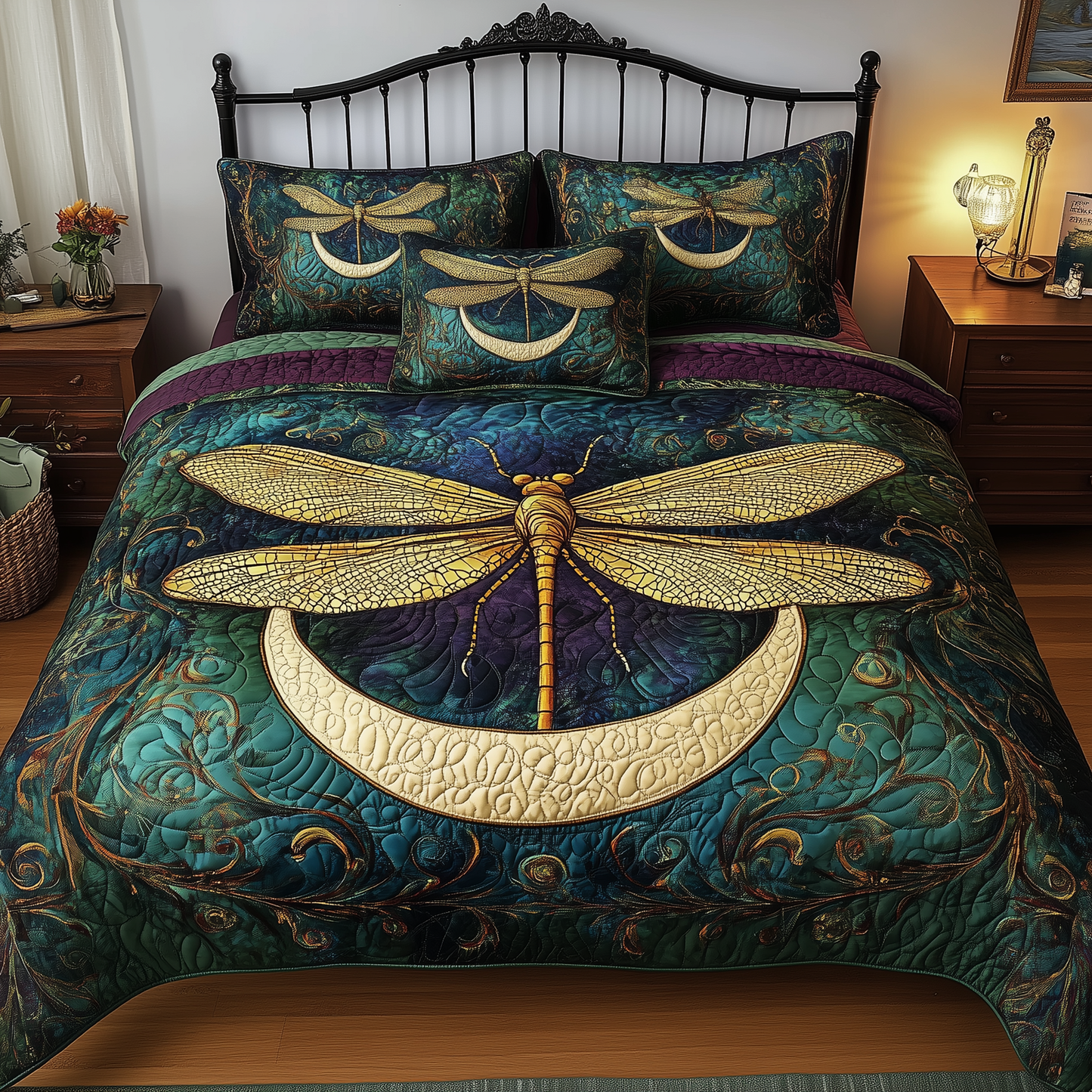 Dragonfly Mandala 3-Piece Quilted Bedding Set GFTOTL1052