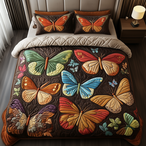 Enchanting Butterflies 3-Piece Quilted Bedding Set GFTOTL1251