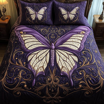 Midnight Butterfly 3-Piece Quilted Bedding Set GFTOTL1266