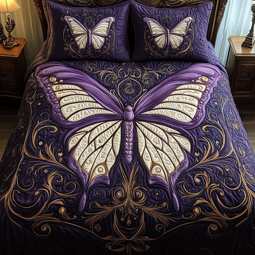 Midnight Butterfly 3-Piece Quilted Bedding Set GFTOTL1266