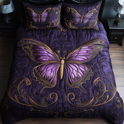 Midnight Butterfly 3-Piece Quilted Bedding Set GFTOTL1268