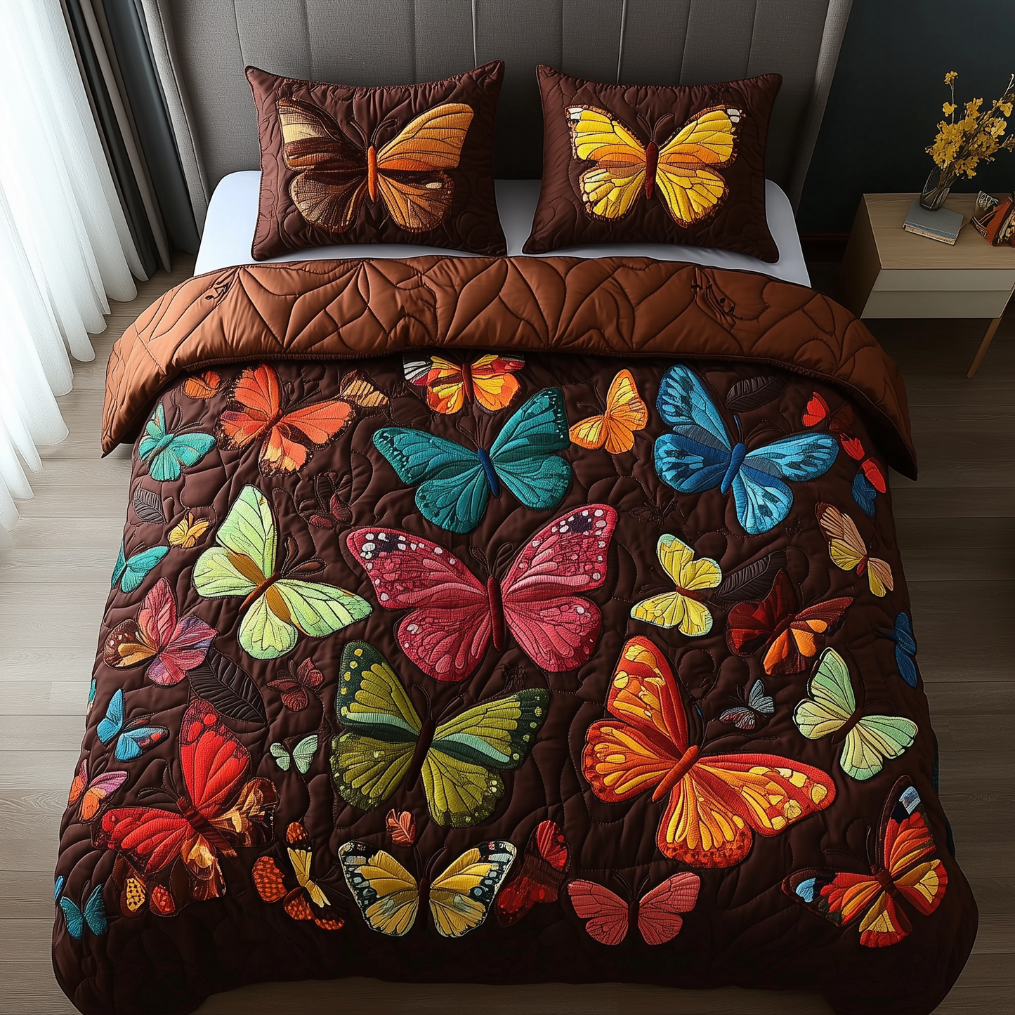 Enchanting Butterflies 3-Piece Quilted Bedding Set GFTOTL1269