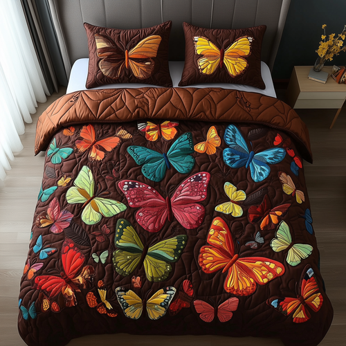 Enchanting Butterflies 3-Piece Quilted Bedding Set GFTOTL1269