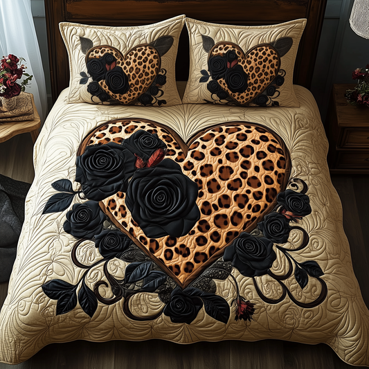 Leopard Heart 3-Piece Quilted Bedding Set GFTOTL1369