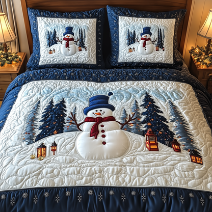 Happy Snowman 3-Piece Quilted Bedding Set GFTOTL1508