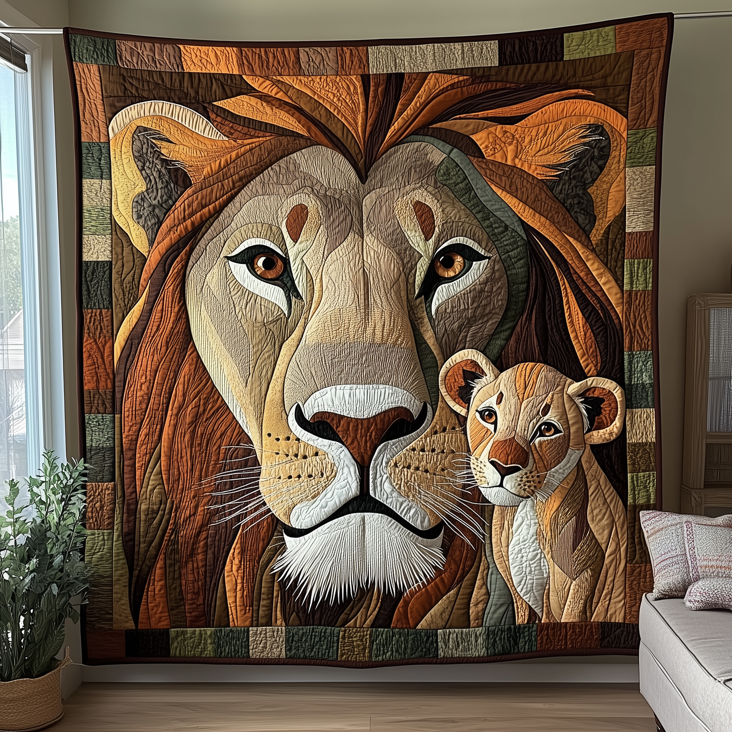 Lion and Mom Bond of Love Quilted Blanket GFTOTL1520
