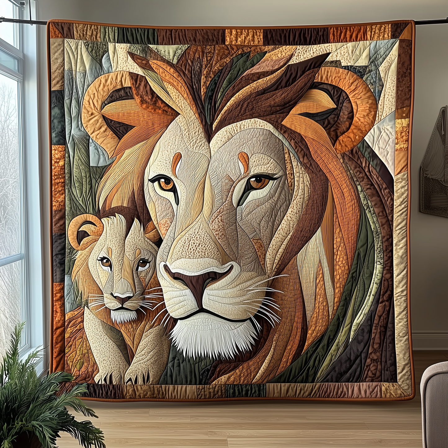 Lion and Mom Bond of Love Quilted Blanket GFTOTL1521