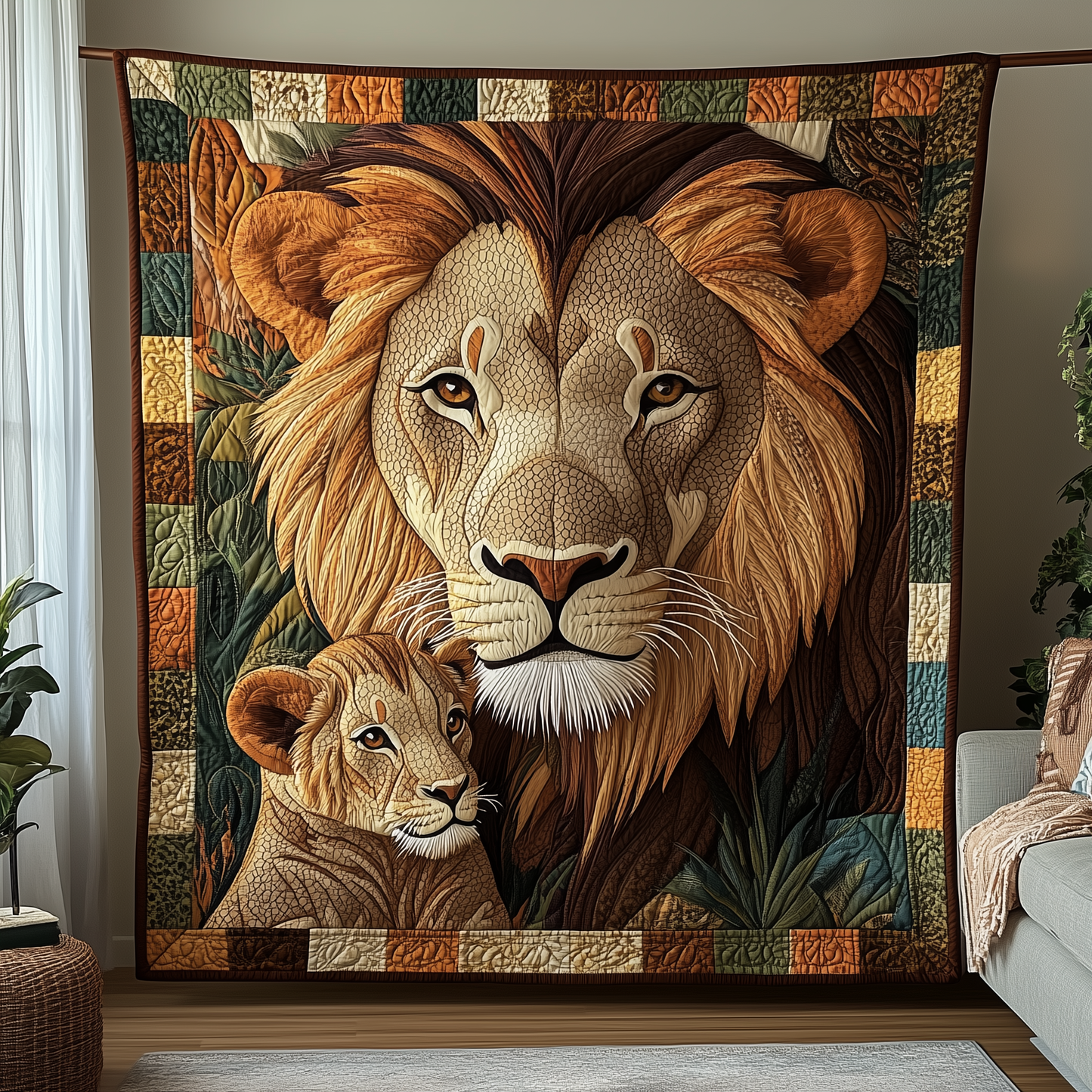 Lion and Mom Bond of Love Quilted Blanket GFTOTL1522
