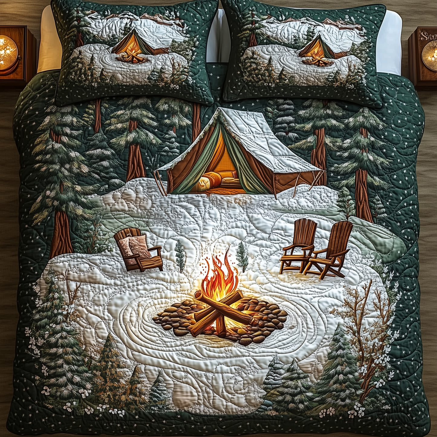 Peaceful Camping Life 3-Piece Quilted Bedding Set GFTOTL1535