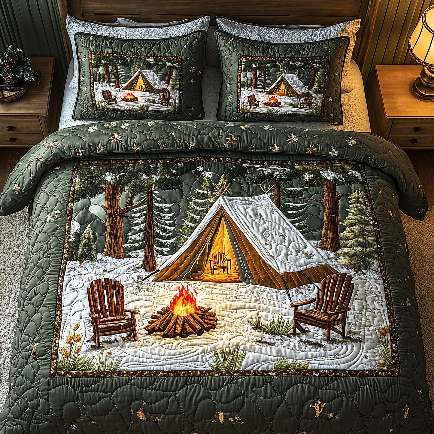 Peaceful Camping Life 3-Piece Quilted Bedding Set GFTOTL1537