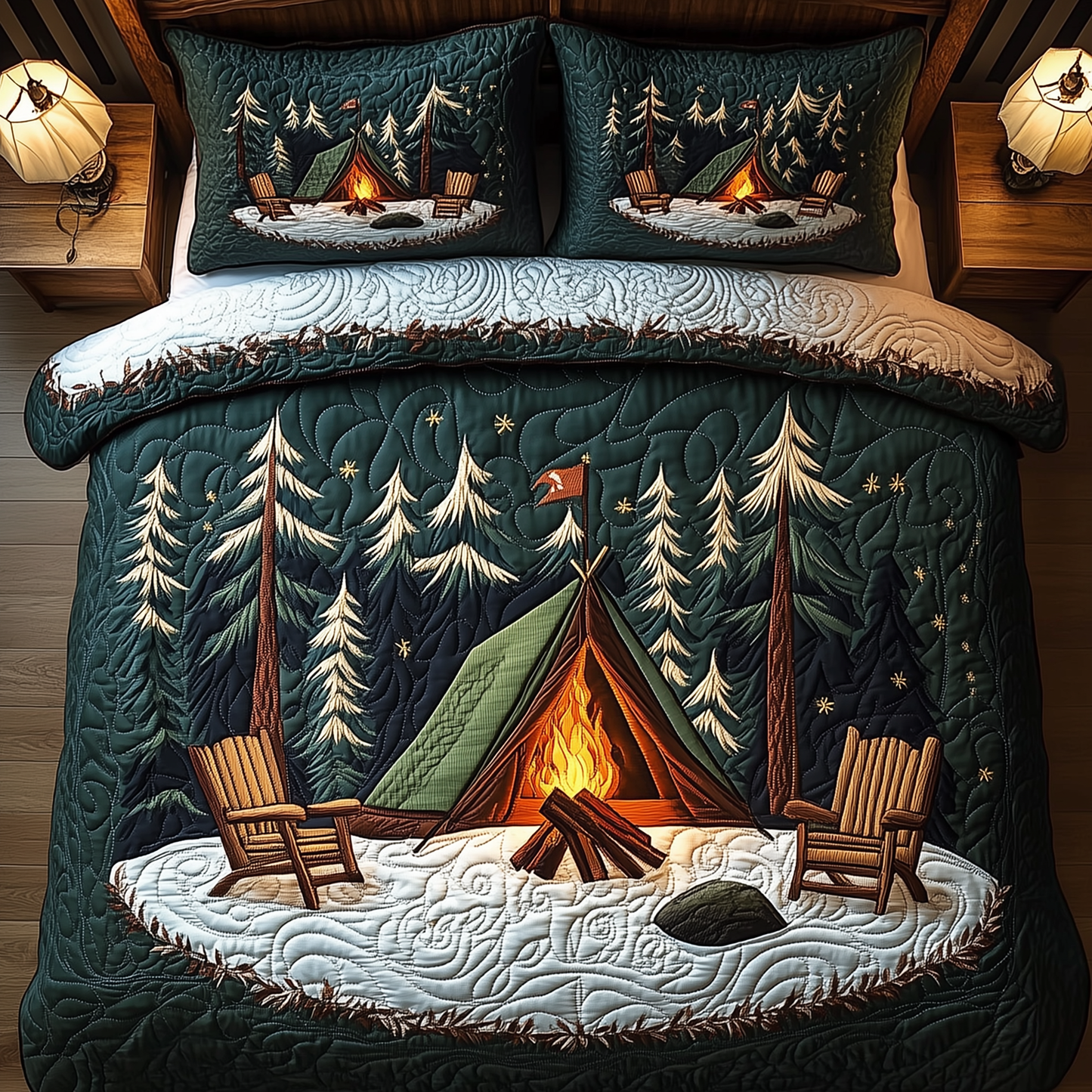 Peaceful Camping Life 3-Piece Quilted Bedding Set GFTOTL1541