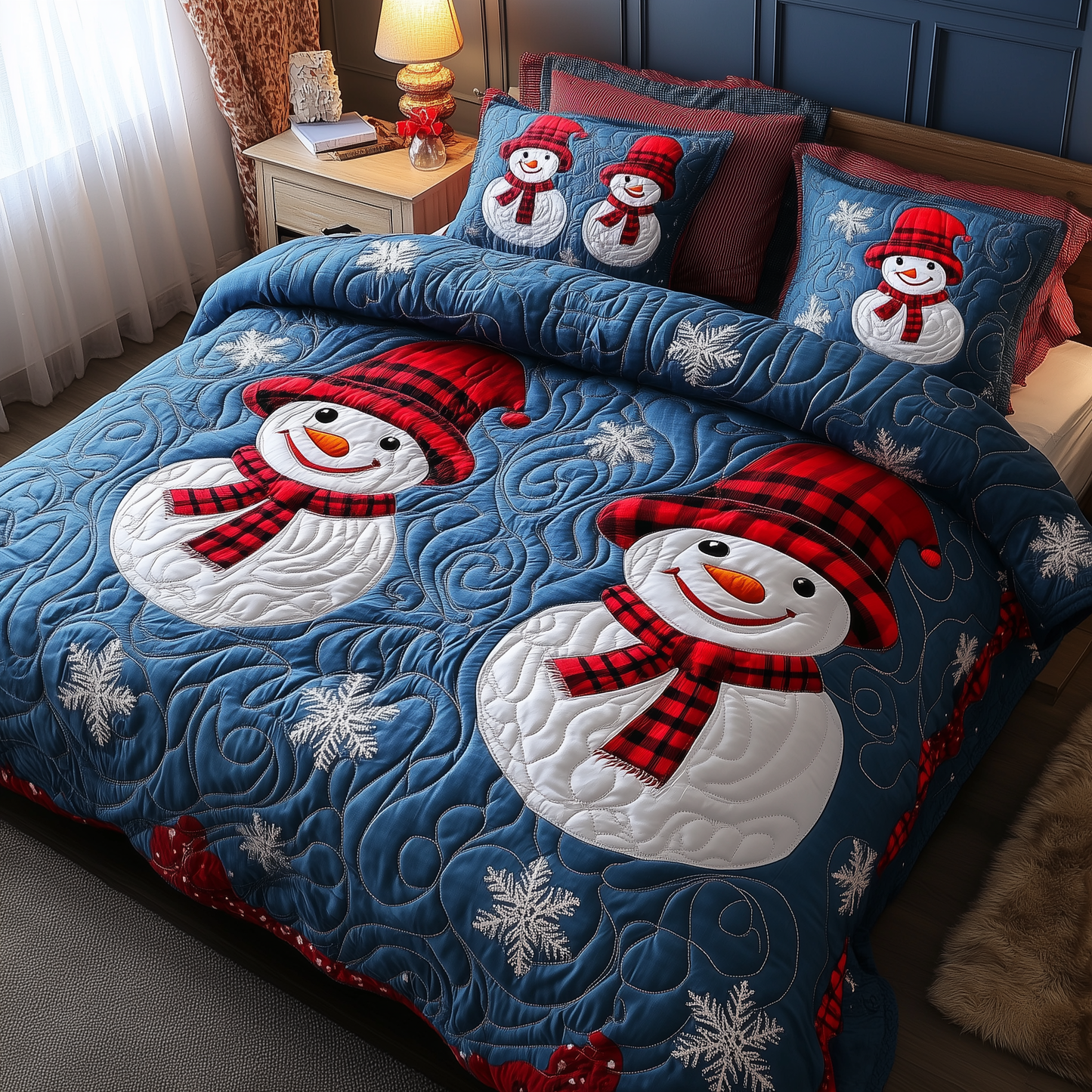 Let It Snow Vintage 3-Piece Quilted Bedding Set GFTOTL1611