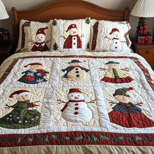 Let It Snow Vintage 3-Piece Quilted Bedding Set GFTOTL1614