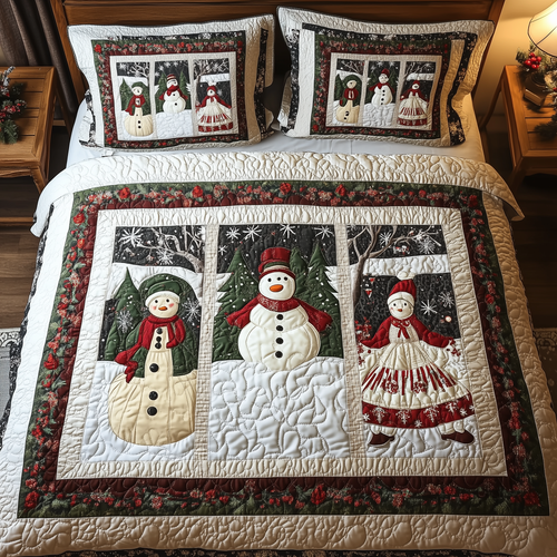 Let It Snow Vintage 3-Piece Quilted Bedding Set GFTOTL1618