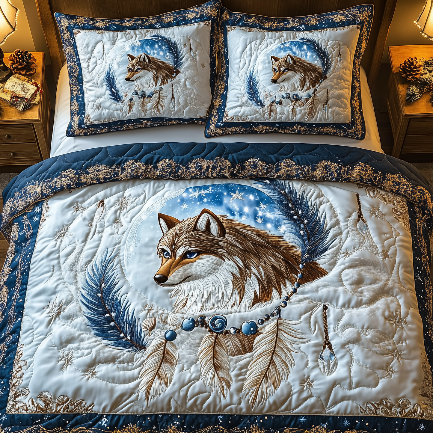 Majestic Wolf 3-Piece Quilted Bedding Set GFTOTL1667