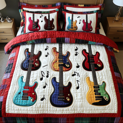 Electric Guitar Collection 3-Piece Quilted Bedding Set GFTOTL1681