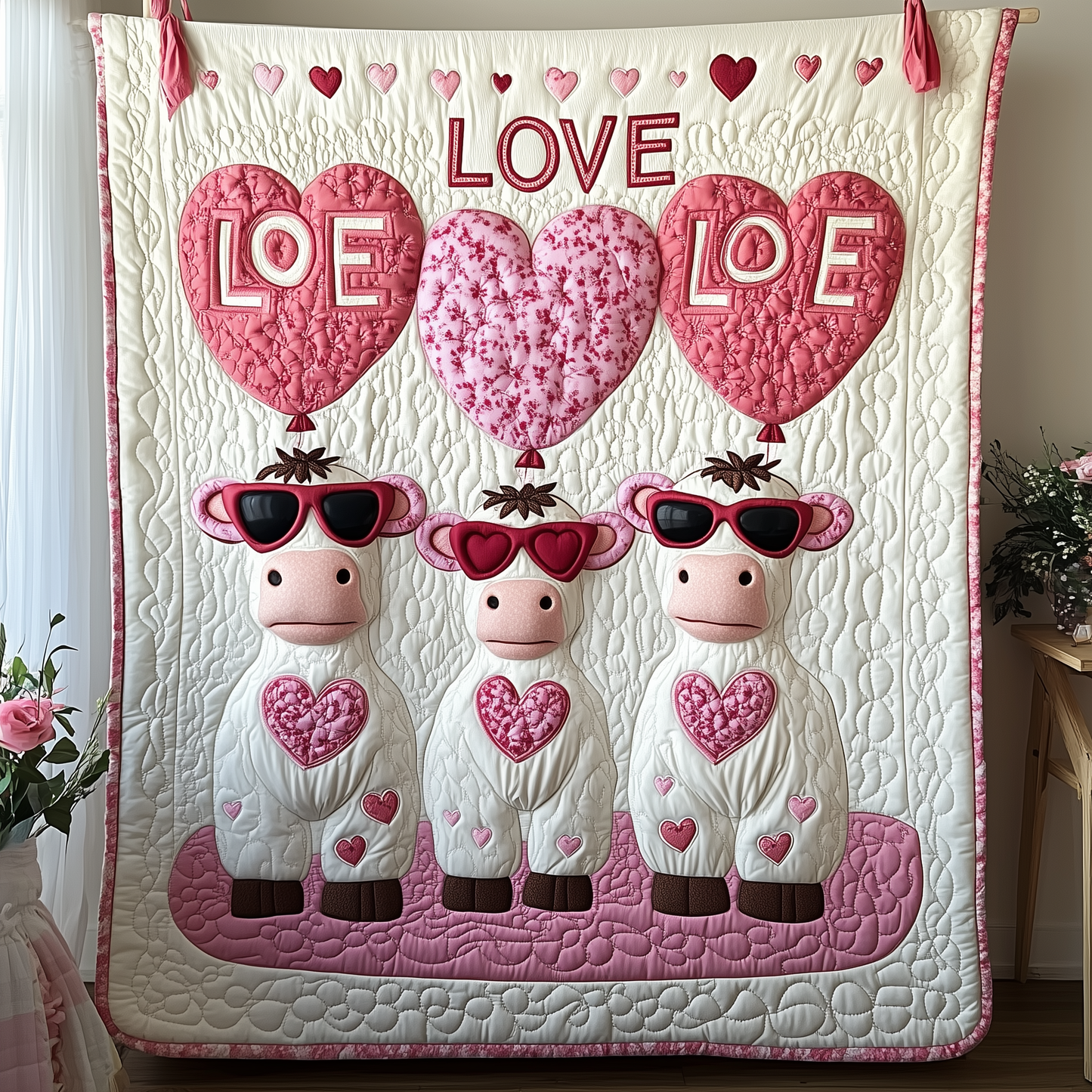 Cow Valentine Quilted Blanket GFTOTL1688