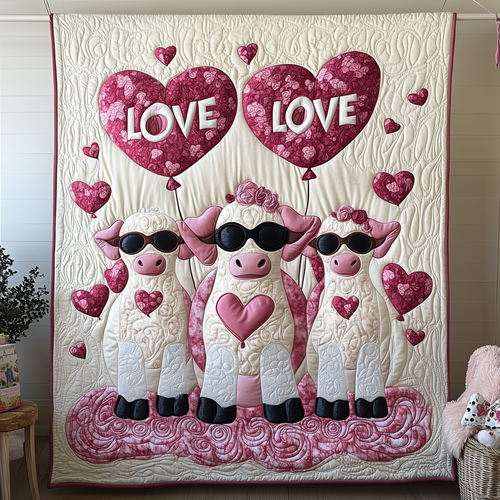 Cow Valentine Quilted Blanket GFTOTL1689
