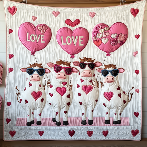 Cow Valentine Quilted Blanket GFTOTL1692