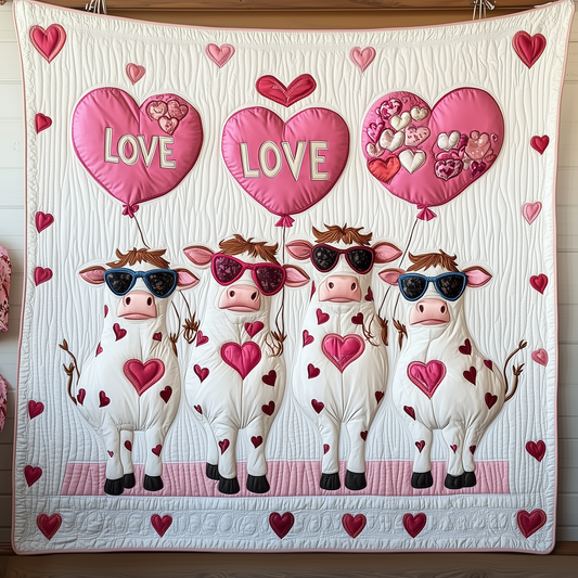 Cow Valentine Quilted Blanket GFTOTL1692