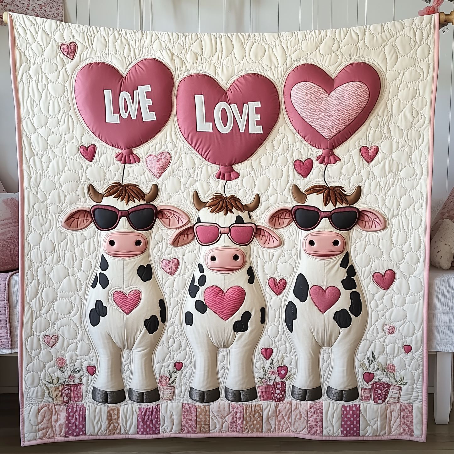 Cow Valentine Quilted Blanket GFTOTL1693