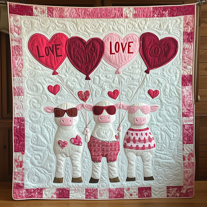 Cow Valentine Quilted Blanket GFTOTL1696