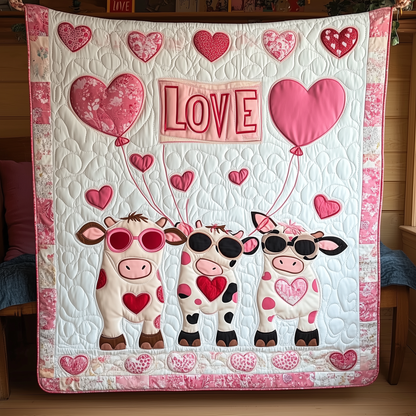 Cow Valentine Quilted Blanket GFTOTL1699
