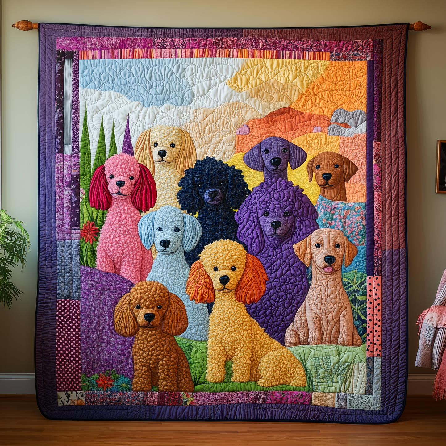 Whimsical Poodle Quilted Blanket GFTOTL1812