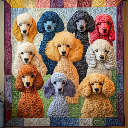Colorful Poodle Quilted Blanket GFTOTL1815