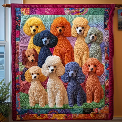 Colorful Poodle Quilted Blanket GFTOTL1819