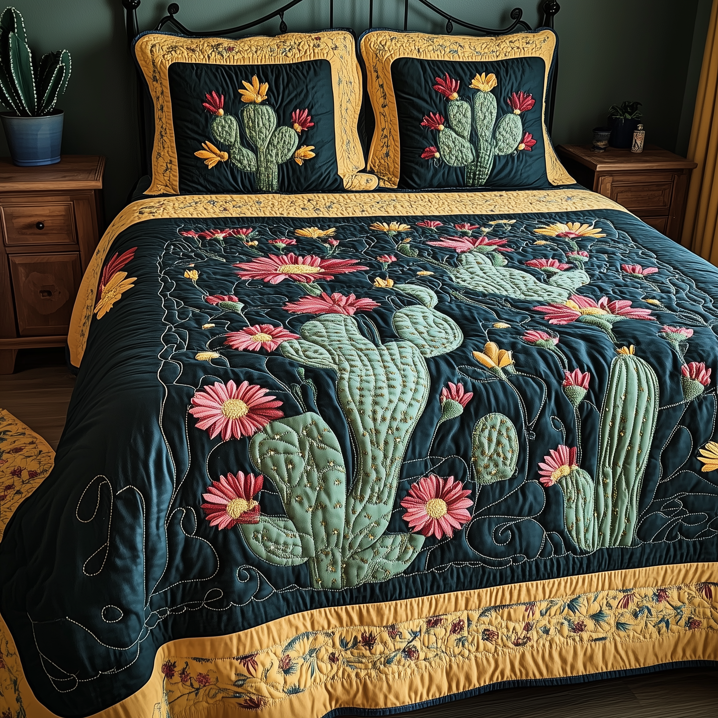 Rustic Cactus 3-Piece Quilted Bedding Set GFTOTL1827