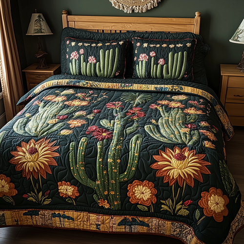 Rustic Cactus 3-Piece Quilted Bedding Set GFTOTL1828