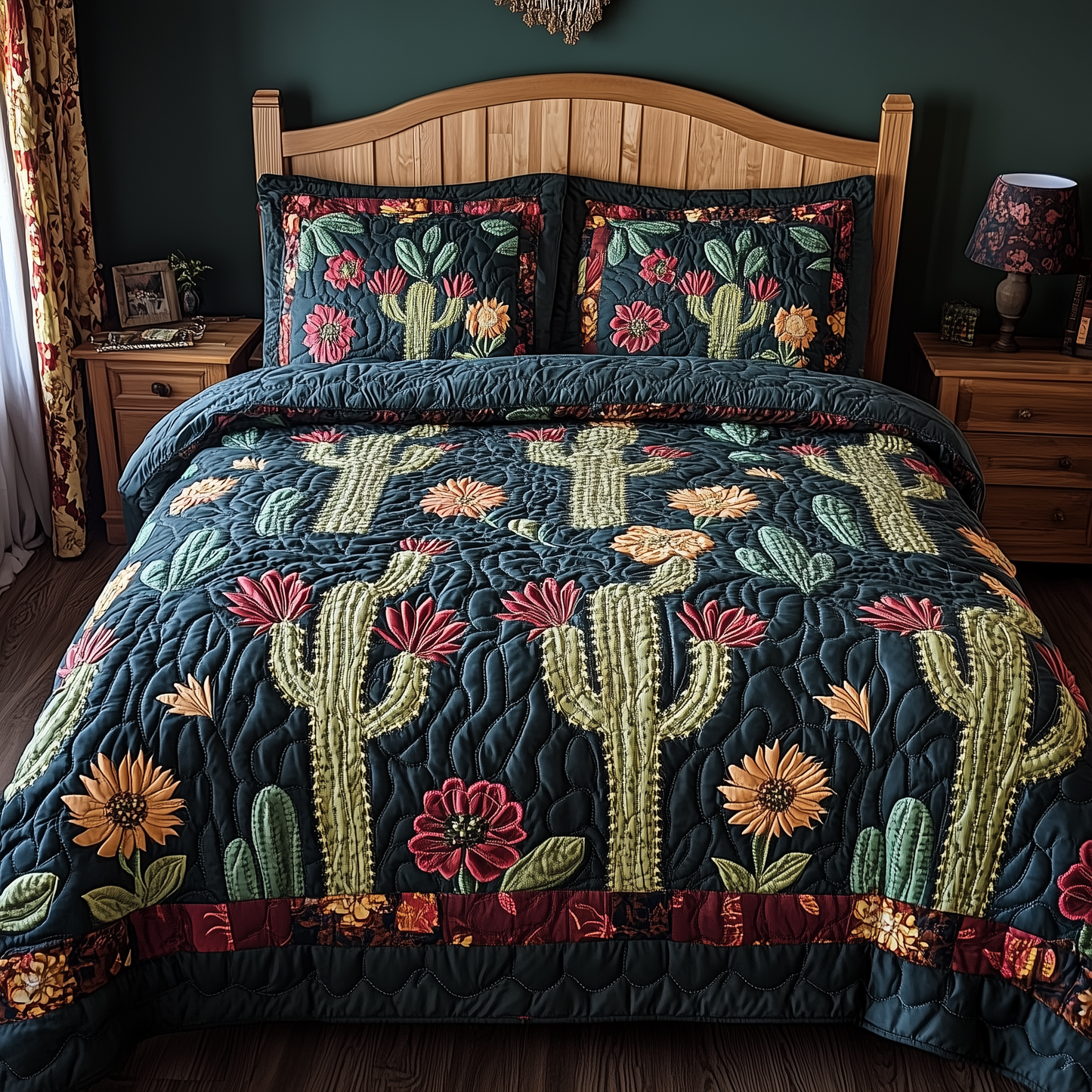 Rustic Cactus 3-Piece Quilted Bedding Set GFTOTL1829