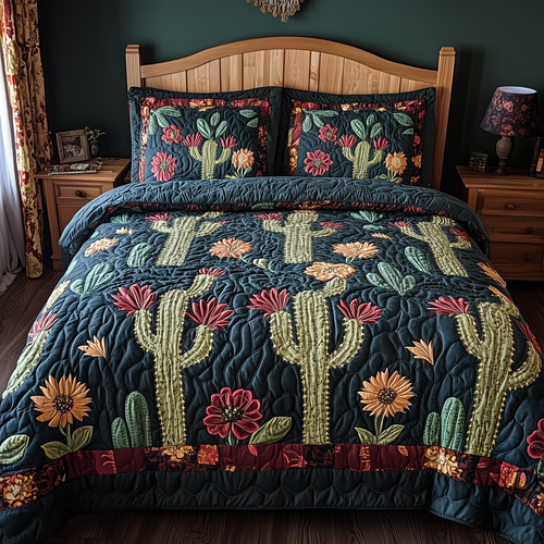 Rustic Cactus 3-Piece Quilted Bedding Set GFTOTL1829